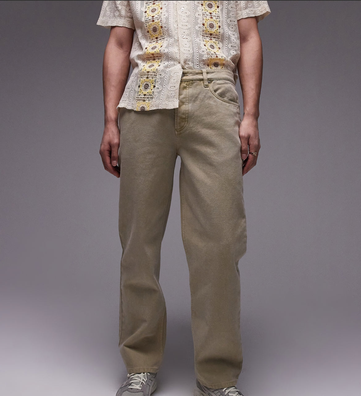 Topman straight trousers in khaki