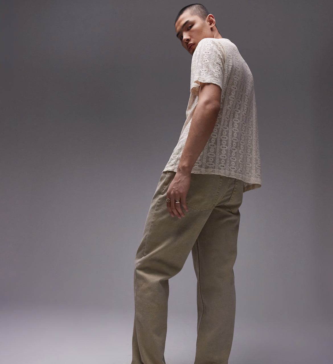 Topman straight trousers in khaki