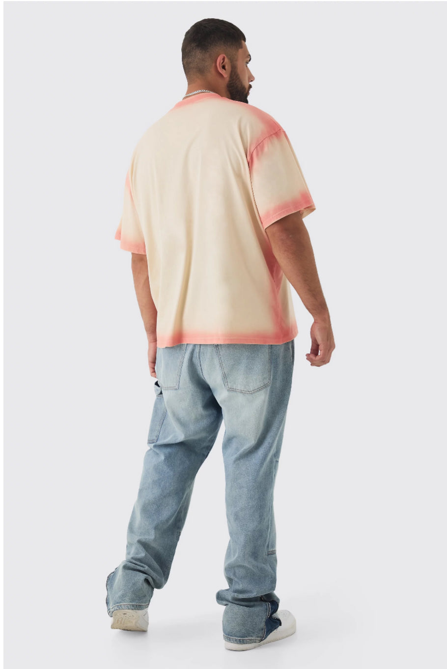 BoohooMan Plus Oversized Extended Neck Spray Wash T-shirt