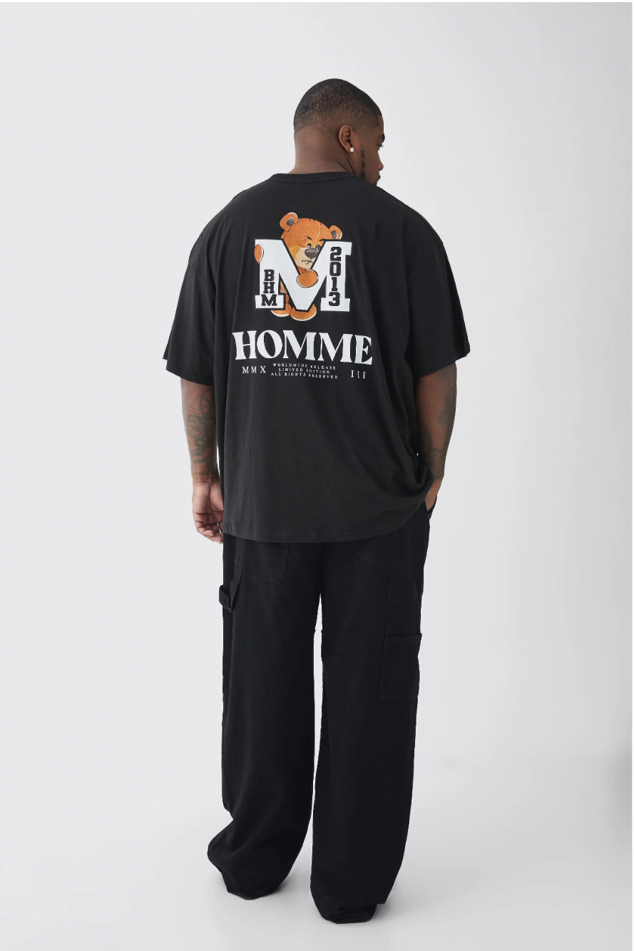 BoohooMan Plus Oversized Evil Teddy Homme Print T-Shirt