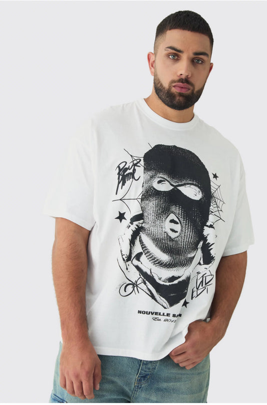 BoohooMan  Plus Spiderweb Balaclava Graphic T-Shirt Product code: BMM97002-173-63