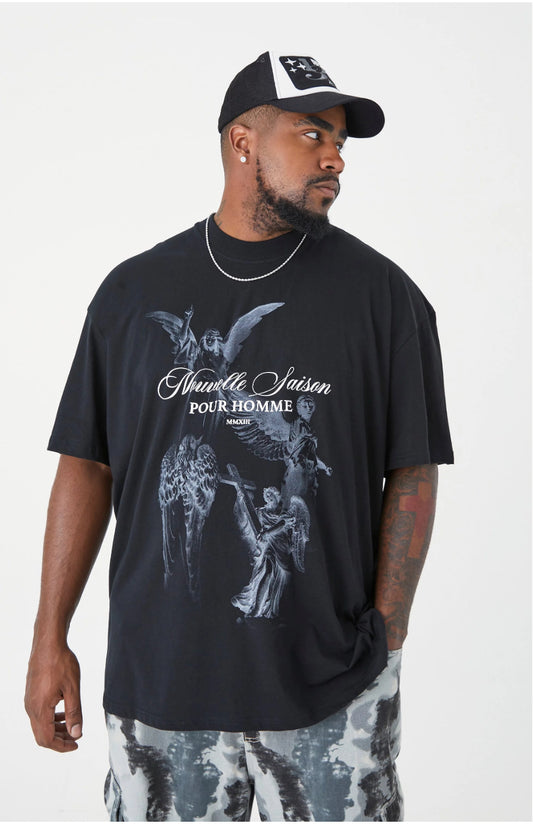 BoohooMan Plus Oversized Extended Neck Renaissance T-shirt