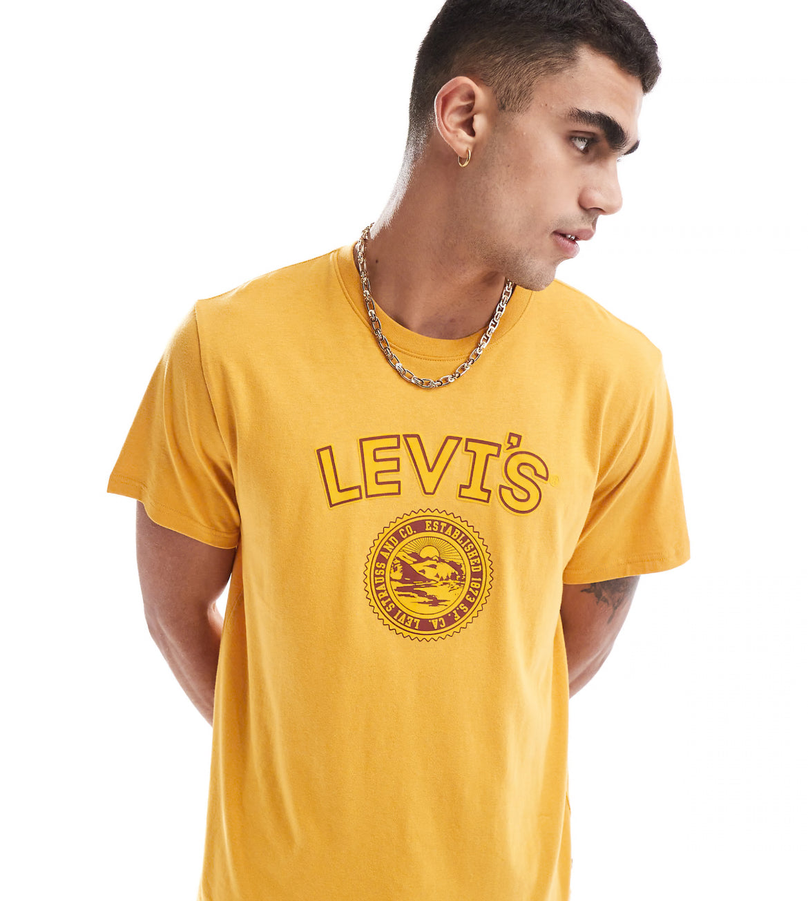 Levi's varsity patch logo relaxed fit t-shirt in yellow