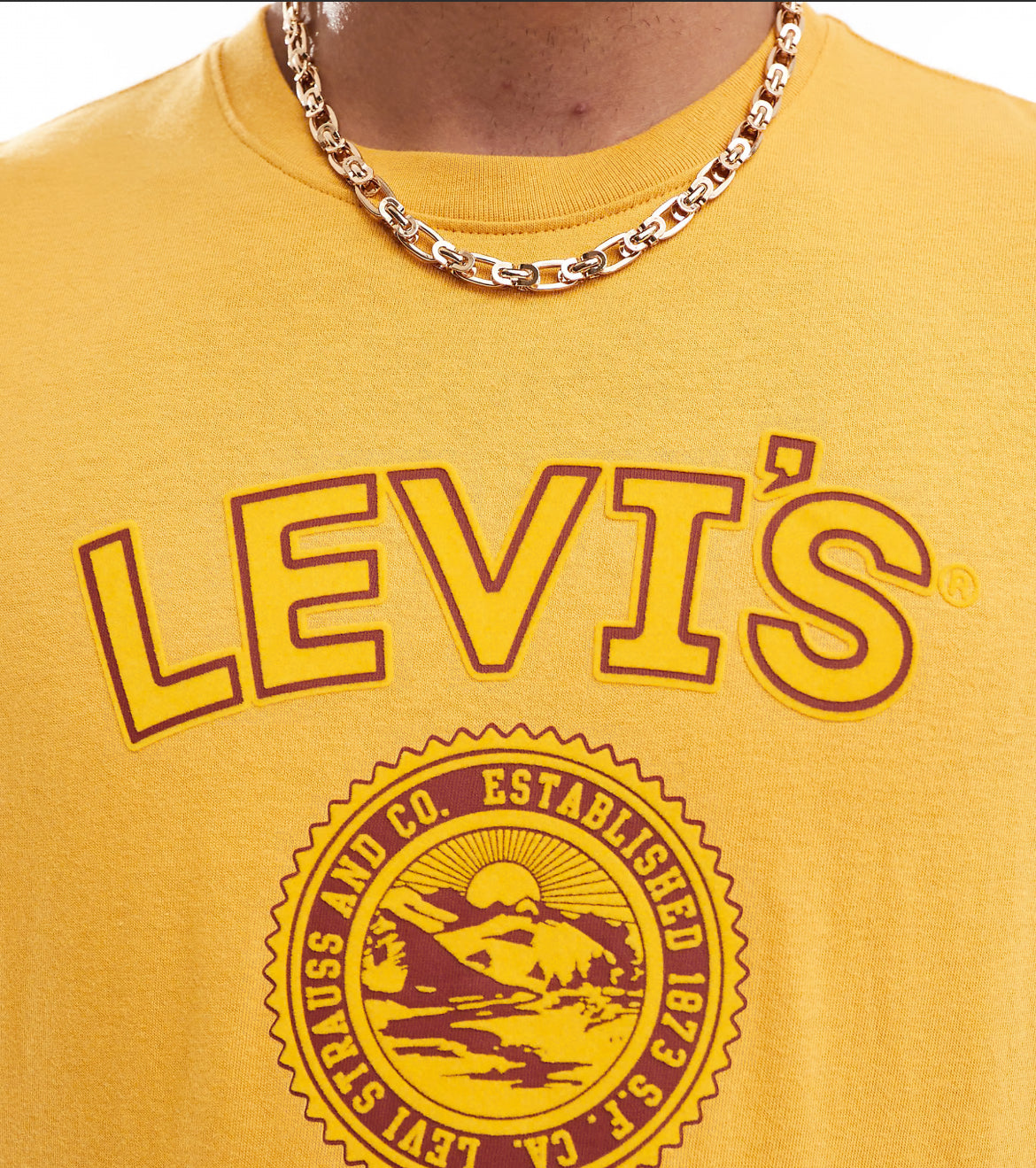 Levi's varsity patch logo relaxed fit t-shirt in yellow