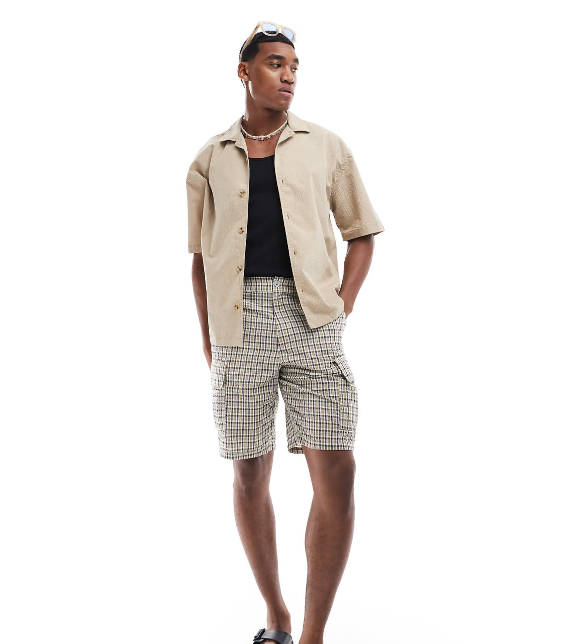 Pull&Bear textured shirt in sand
