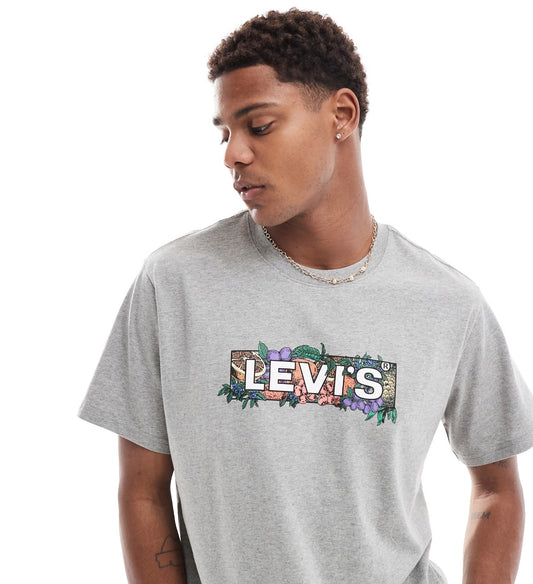 Levi's colour fruit boxtab logo relaxed fit t-shirt in grey marl