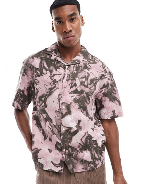 Pull&bear floral print shirt in dusky pink