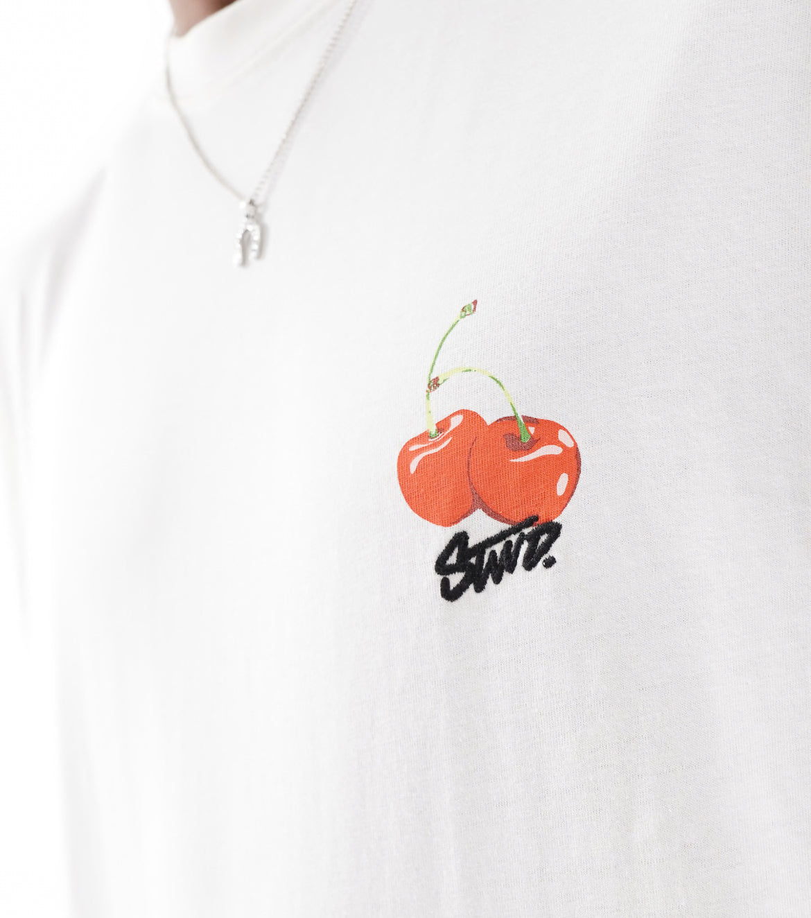 Pull&bear cherries back printed t-shirt in white