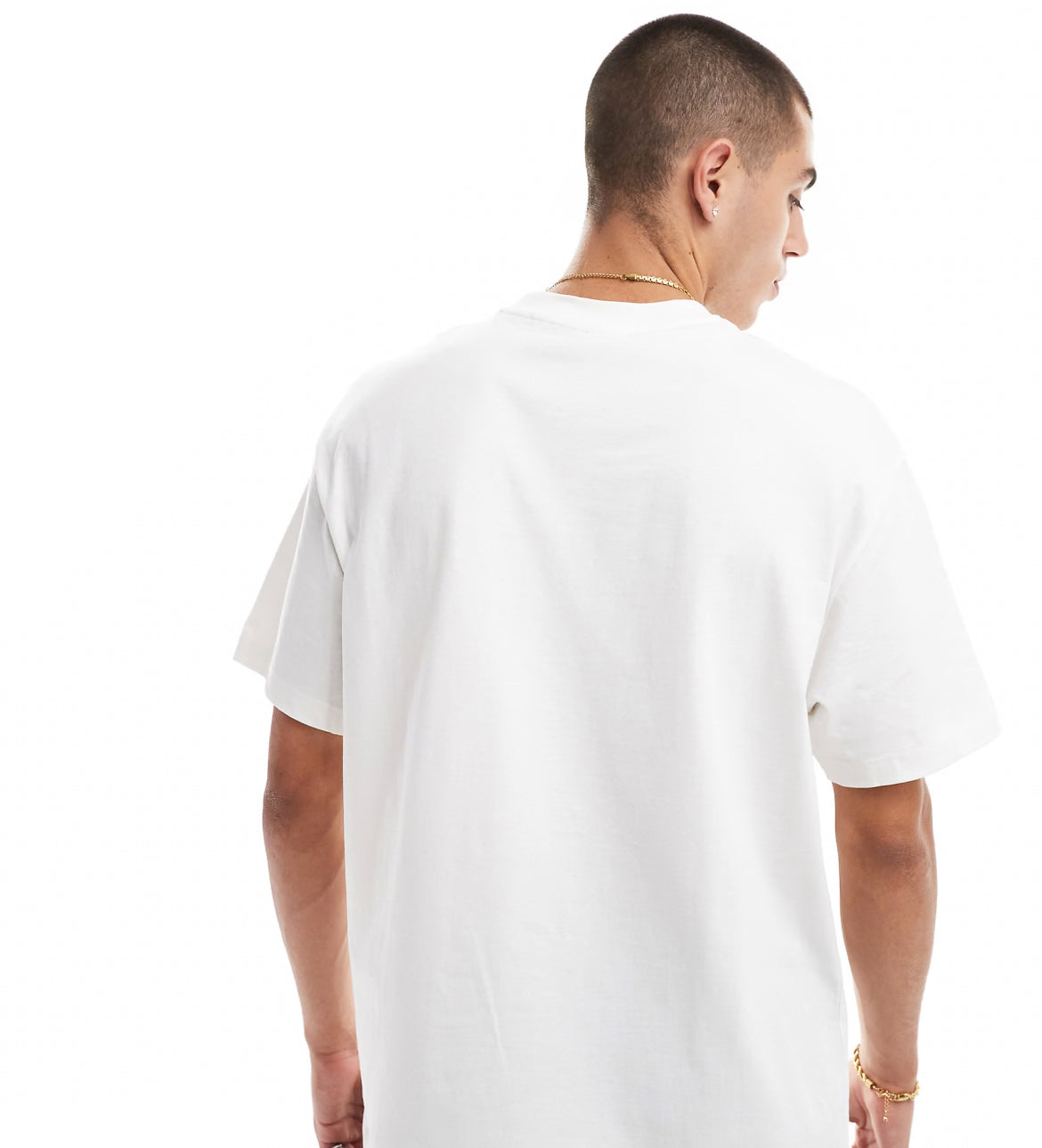 Bershka high build chest print t-shirt in white