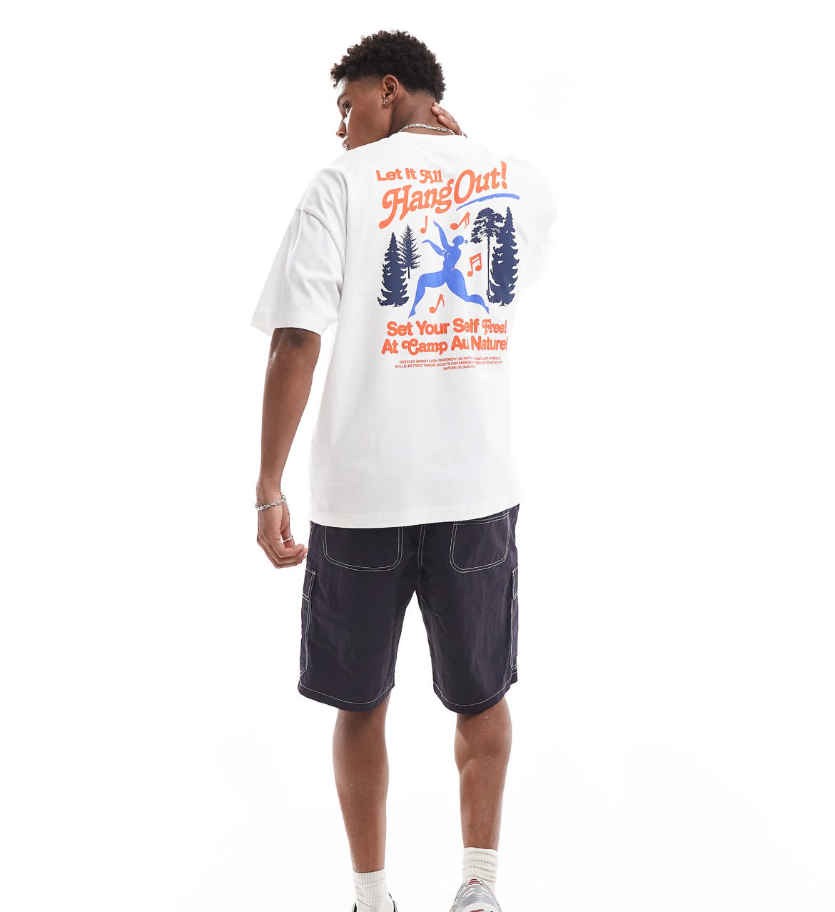 ASOS DESIGN oversized t-shirt with back print in off white