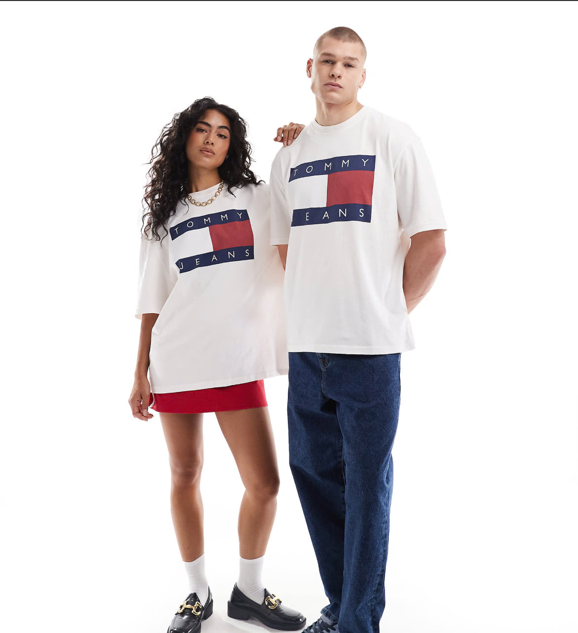 Tommy Jeans unisex large flag logo t-shirt in bright white