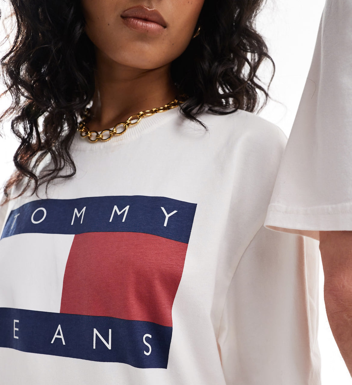 Tommy Jeans unisex large flag logo t-shirt in bright white