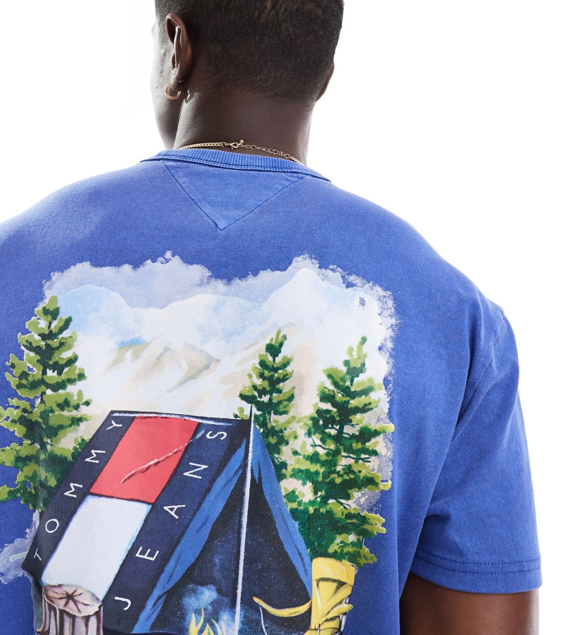 Tommy Jeans camping graphic back print t-shirt in blue