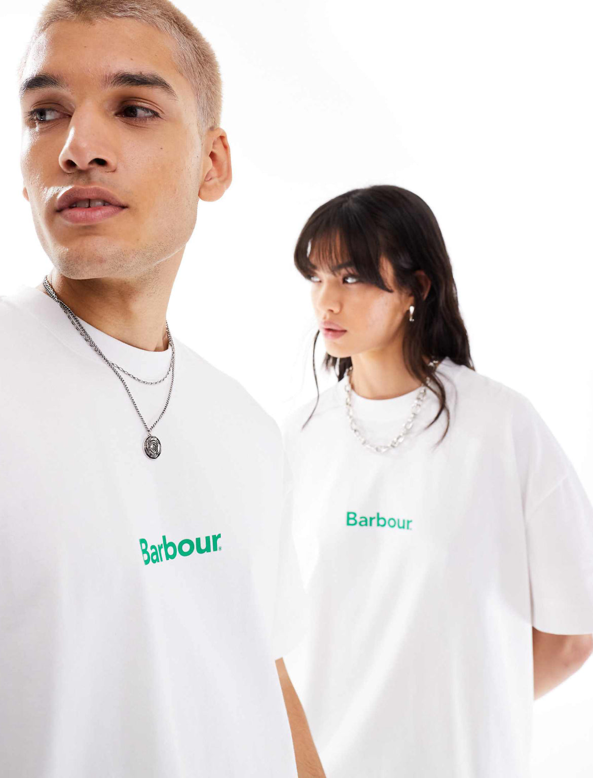 Barbour x ASOS unisex Marquee logo t-shirt in white