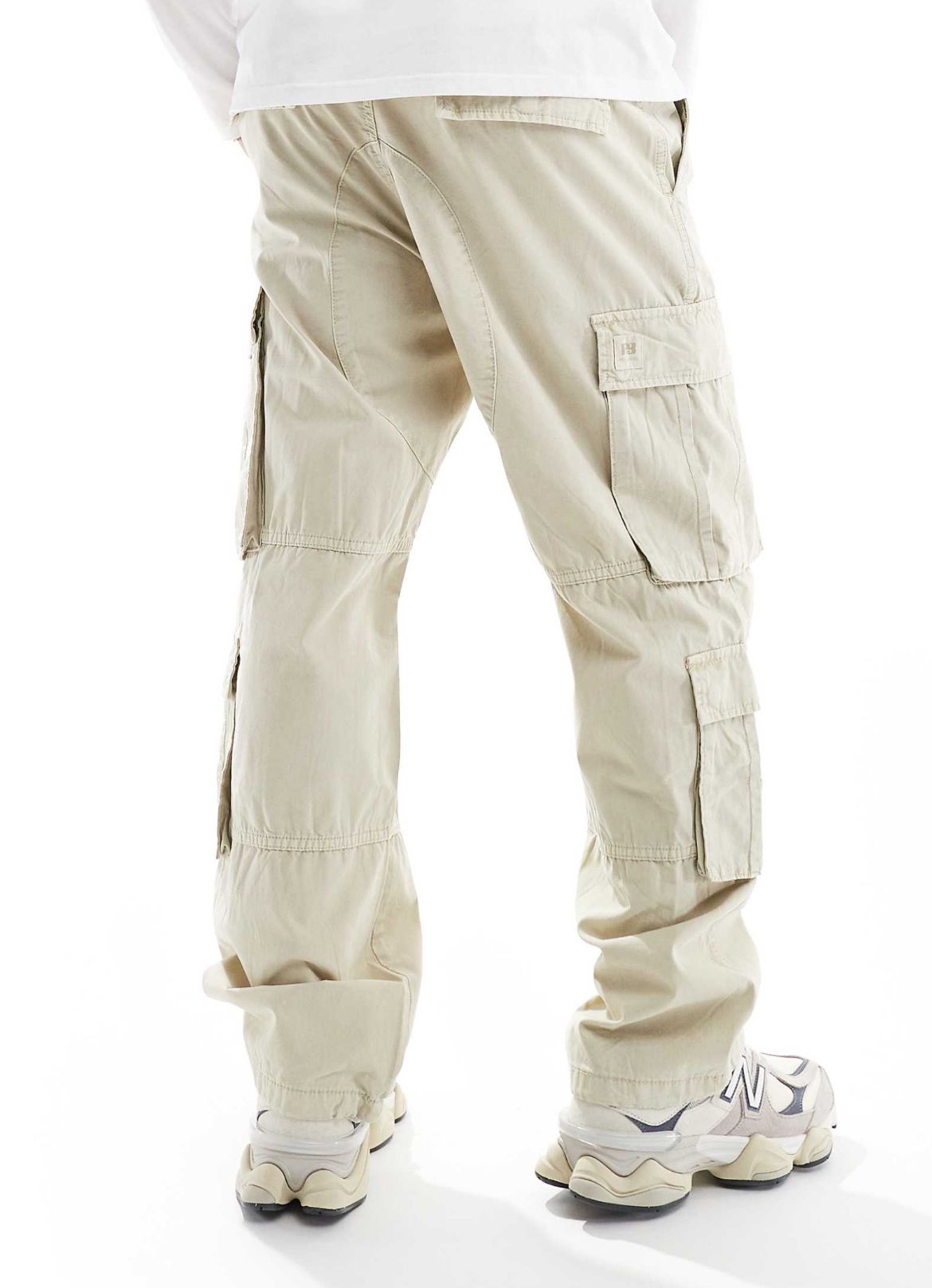 Pull&Bear multipocket wide leg cargo in ecru
