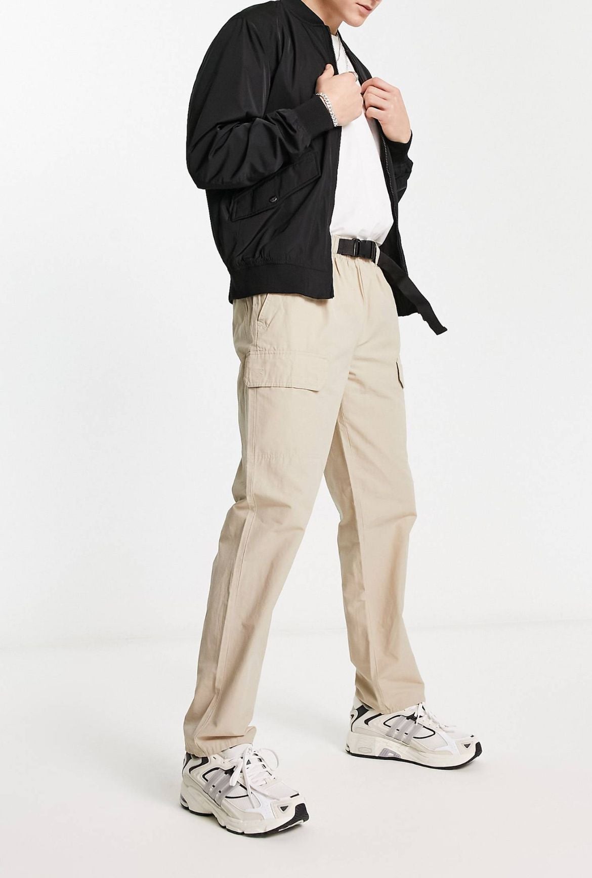 New Look utility clip belt cargos in stone