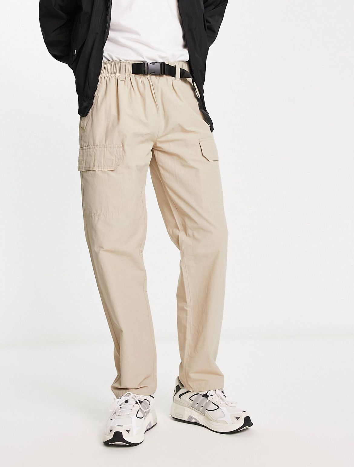 New Look utility clip belt cargos in stone