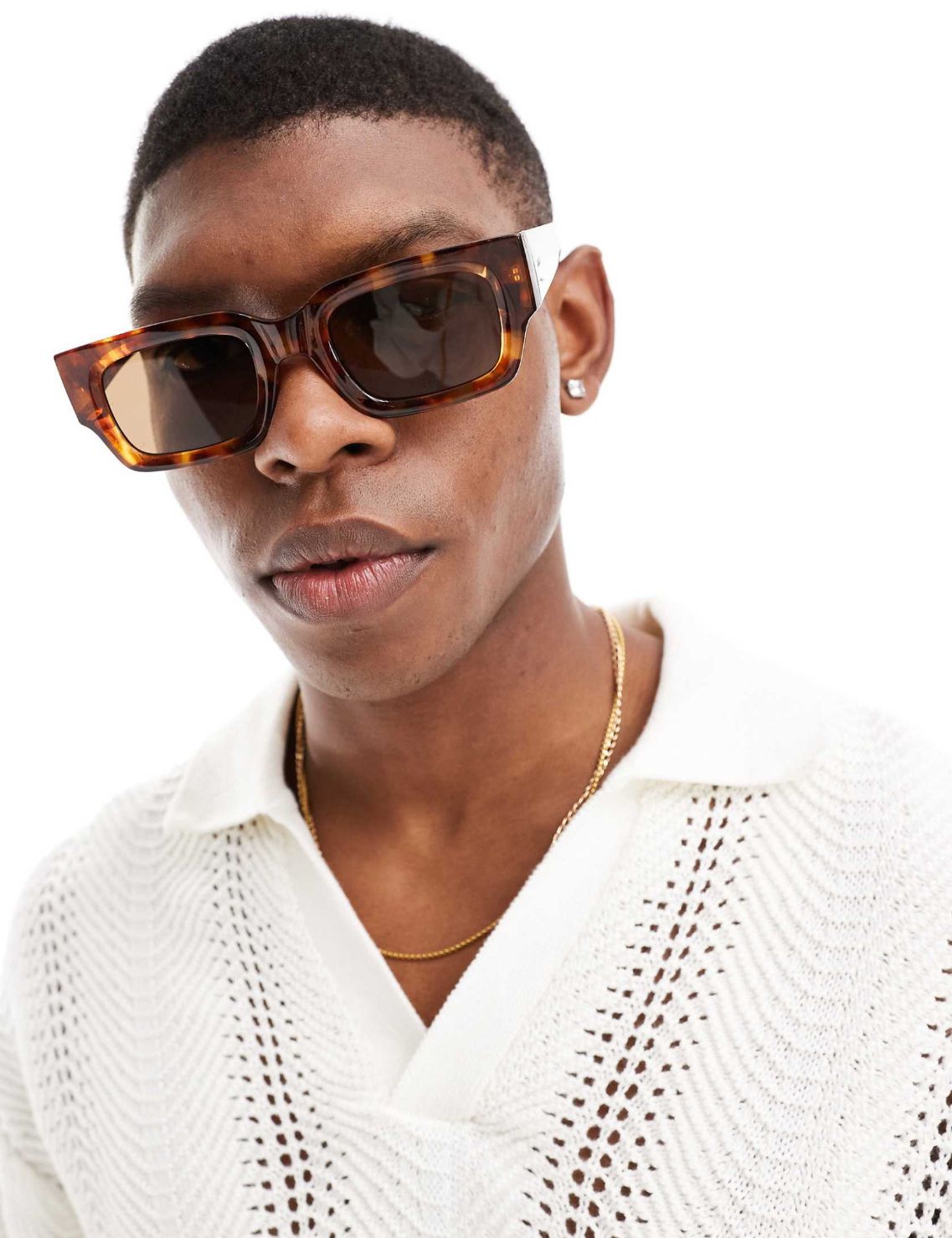 Jack & Jones rectangle sunglasses in brown