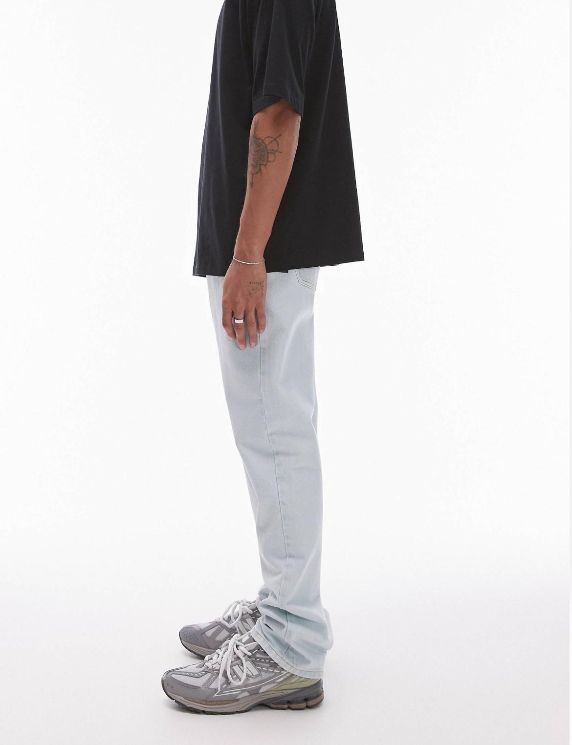 Topman straight jeans in bleach wash