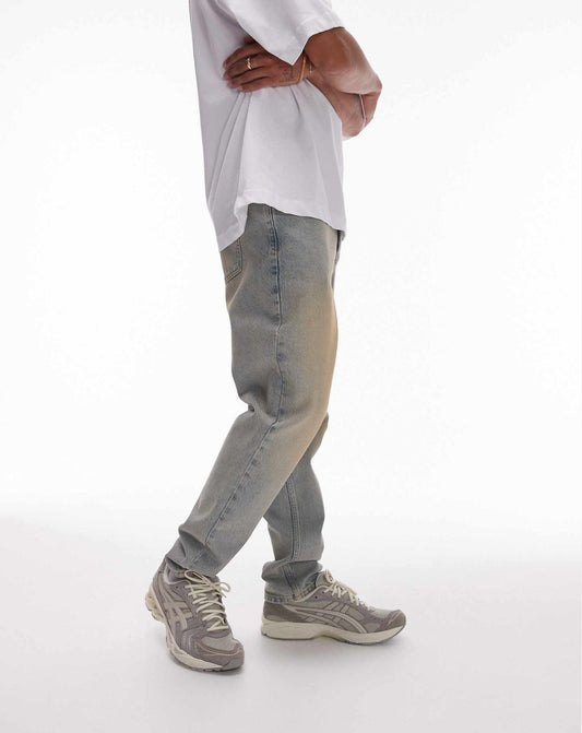 Topman taper jeans in tinted wash