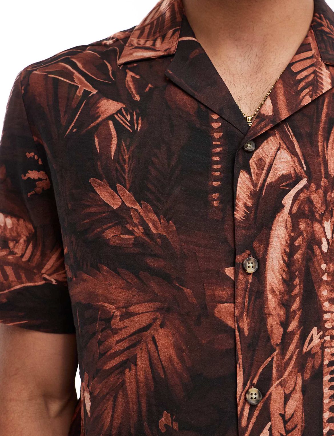 River Island short sleeve shirt in palm print