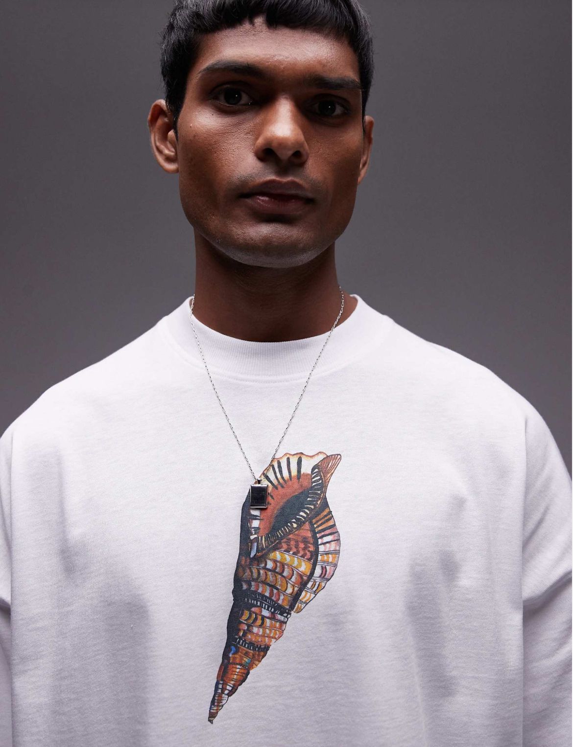 Topman extreme oversized fit t-shirt with painted shell print in white