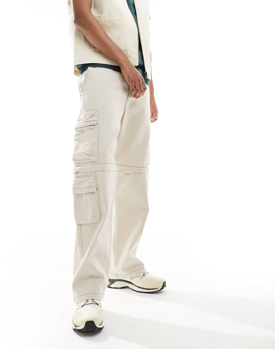 PacSun straight leg multipocket cargo trousers in light beige