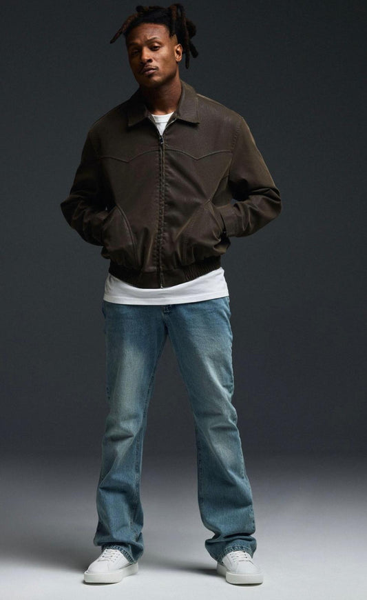 Boohooman Slim Flared Stacked Washed Jeans