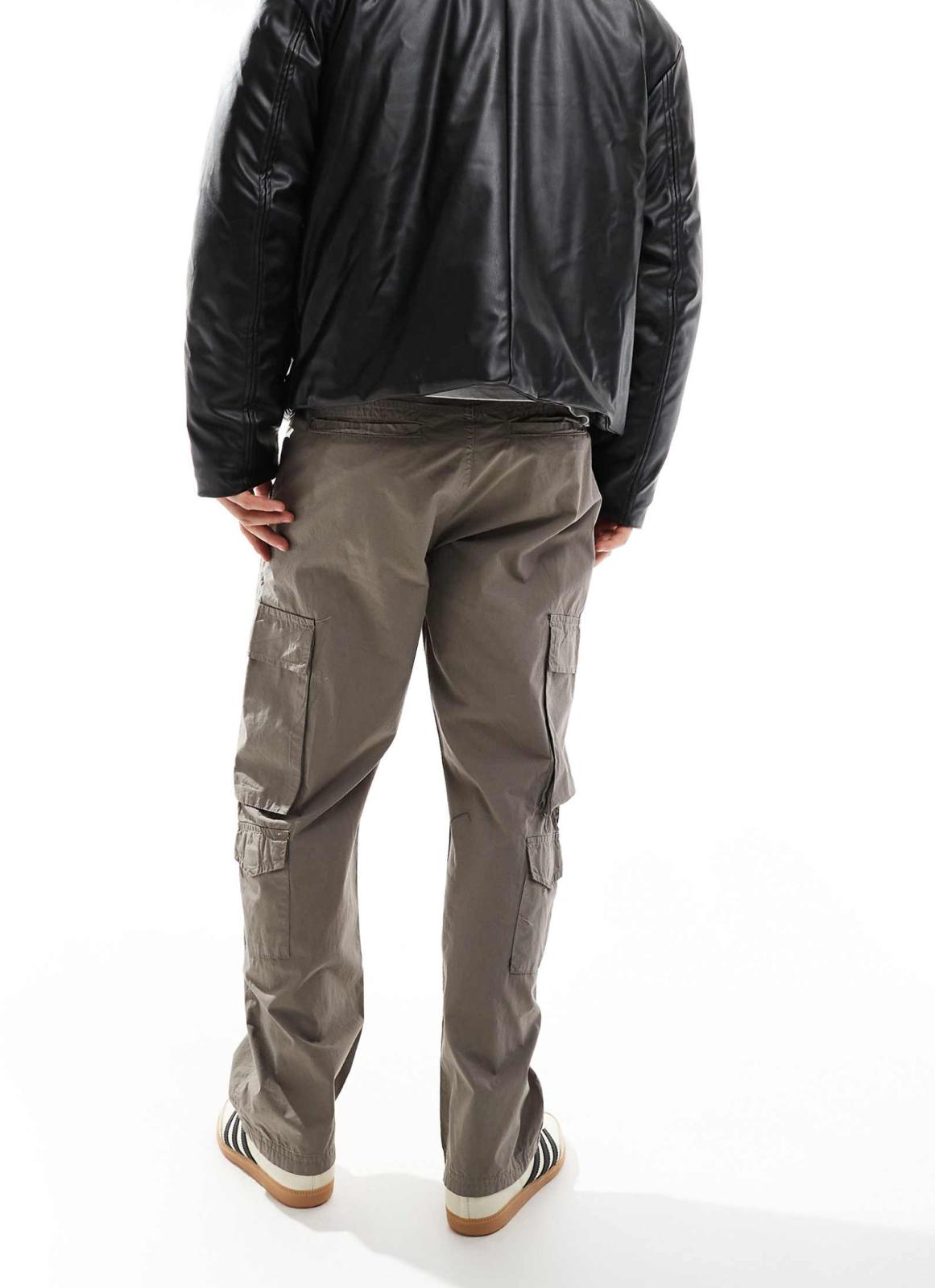 Brave Soul loose fit multi pocket cargo trousers in taupe