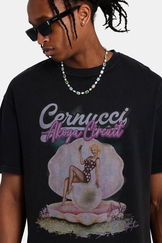 Cernucci Pearl Pin Up Girl Oversized T-Shirt - Vintage Wash