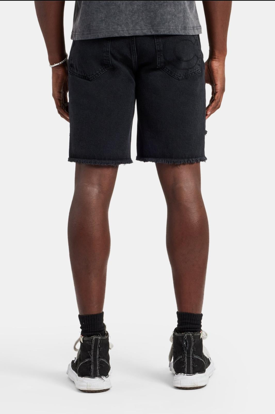 Cernucci Raw Edge Denim Short - Washed Black